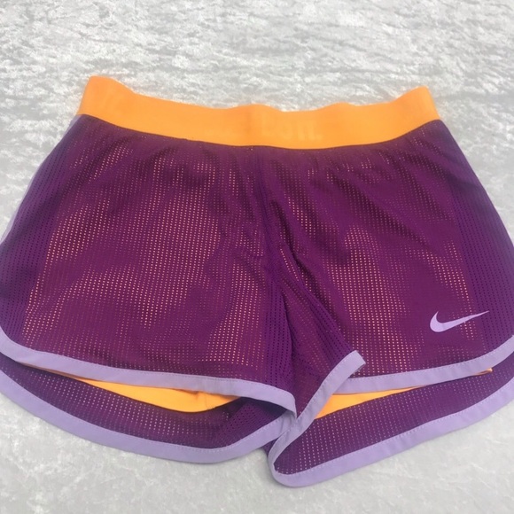 Nike Dri-Fit Ladies Orange and Purple Shorts - Picture 1 of 8
